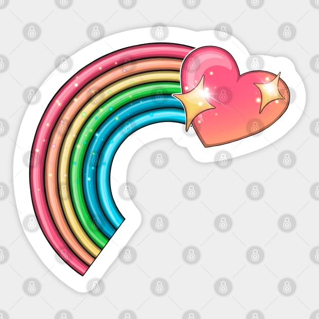 Rainbow and heart Sticker by Mei.illustration